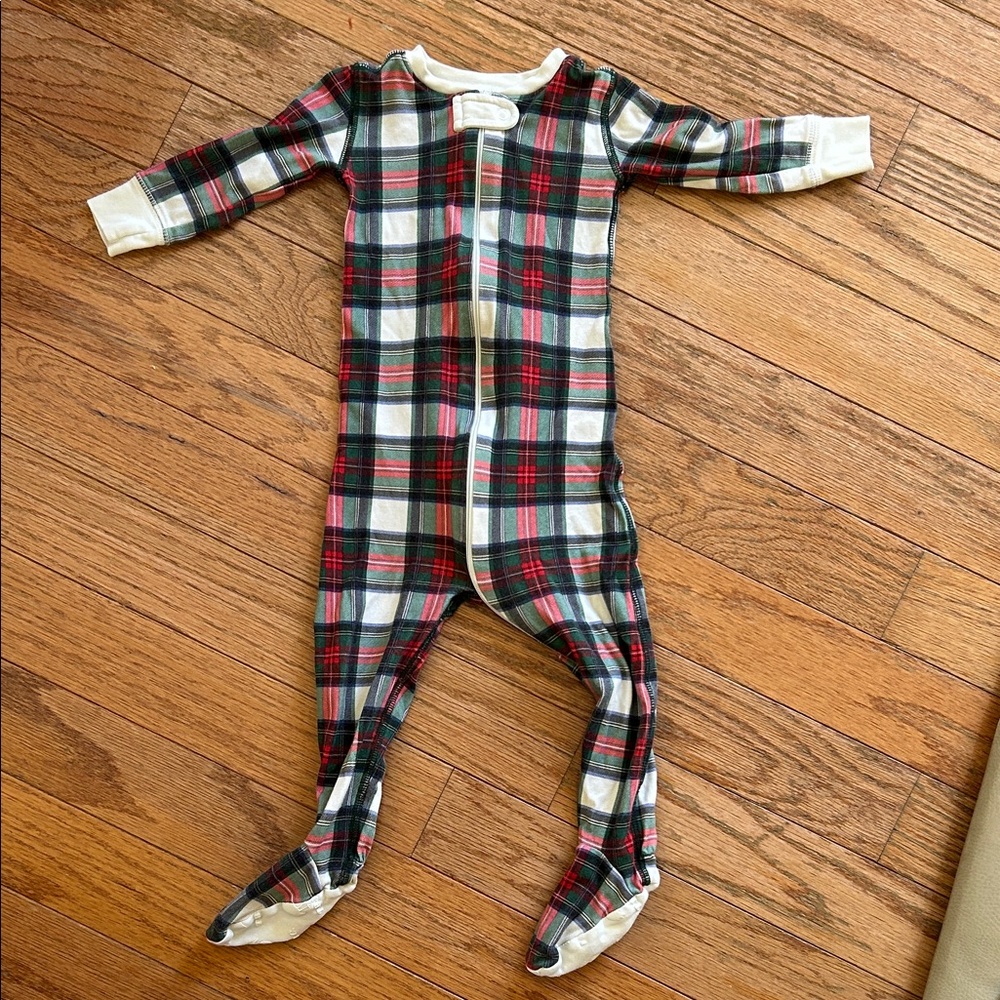 The Beaufort Bonnet Company Red and Green Plaid Footie